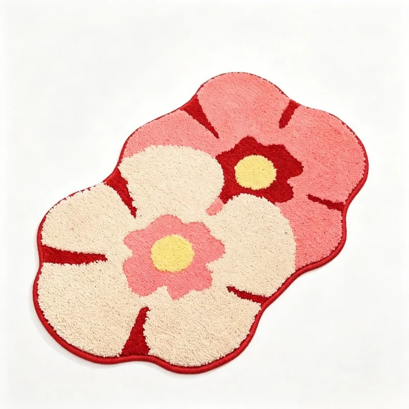 Fresh Style Flannel Absorbent Bath Mat, Non-Slip Bathroom Rug, Home Entrance Door Mat for Bedroom Bathroom