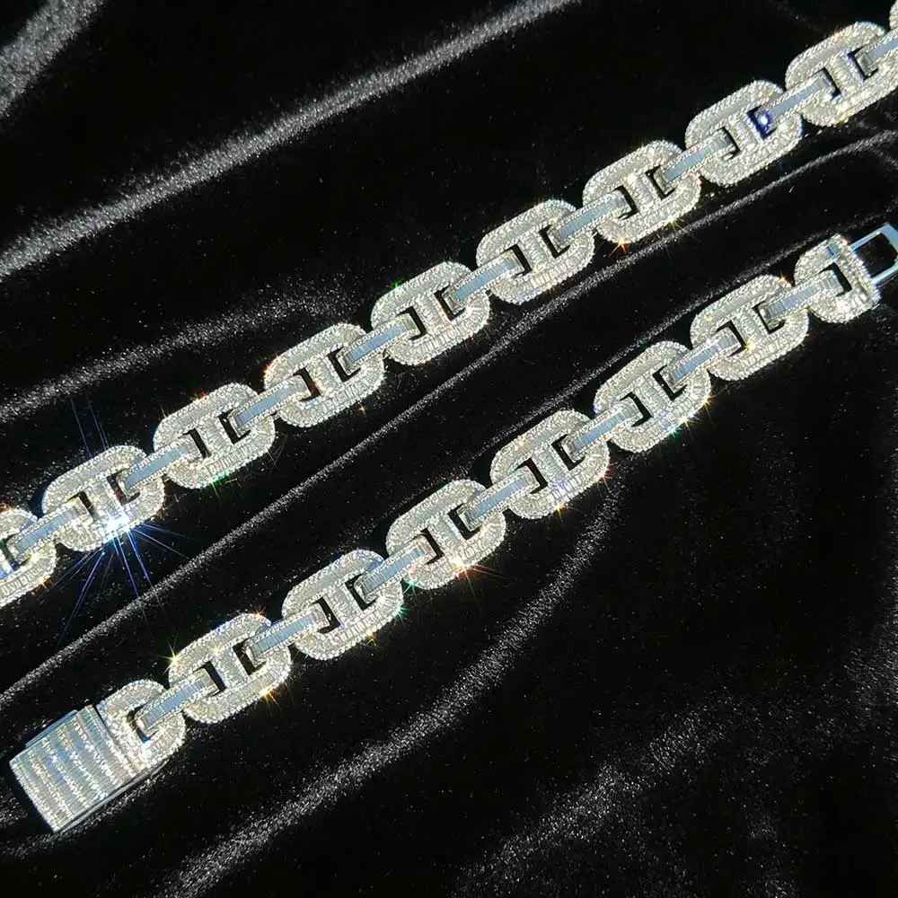 

Nuoya 15mm HipHop Iced Out Pig Nose Link Chain CZ Women Men Luxury Cuban Necklace Bracelet Personality Necklace Wholesale