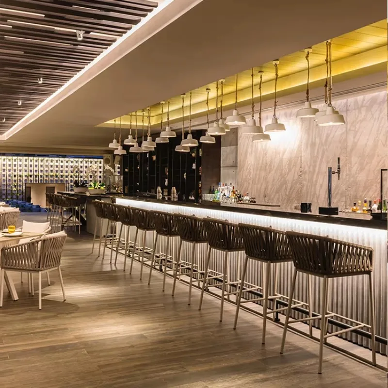 الشمال الروطان الظهر كرسي طويل الساق سبائك الألومنيوم في الهواء الطلق عالية القدم كرسي طويل الساق التصميم الحديث تابوريتي ألتو صالون الأثاث #3