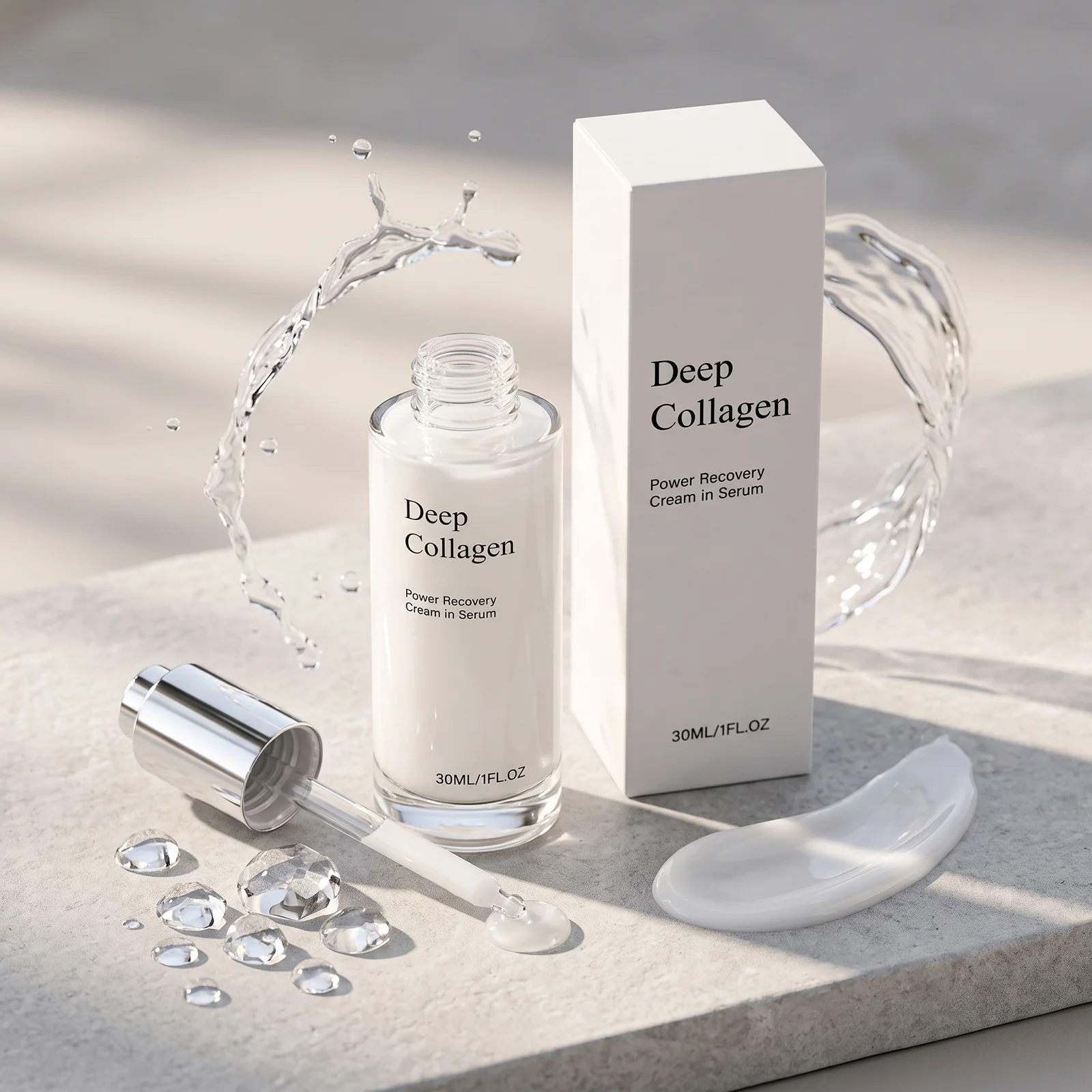 Deep Collagen Hyaluronic Acid Serum For Smooth Fine Lines Lock Skin Moisture Firm Skin Care,Korean Power Boosting Skincare Serum