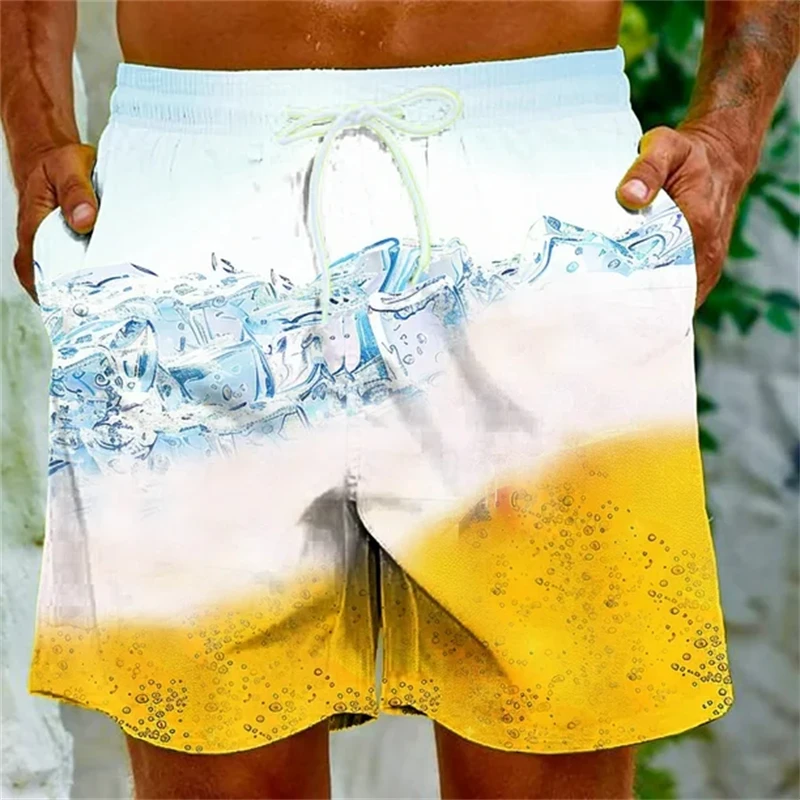 3D Printed Beer Beach Shorts Men Swim Trunks Summer Men Short Pants Men Shorts Women Swimsuit Quivk Drying Trunks Dropshipping