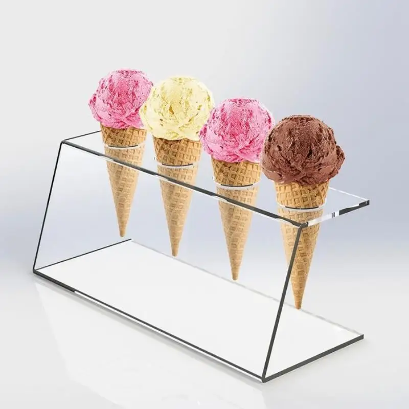~Transparent Acrylic Ice Cream Cone Holder Dessert Stand For Party Display Stable Clear Food Stand Rack Dessert Holder
