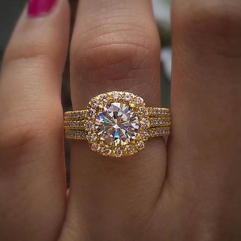 Huitan Trendy Frauen Ringe mit Brillante Zirkonia Luxus Verlobungsringe Mode Hochzeit Schmuck Drop Shipping