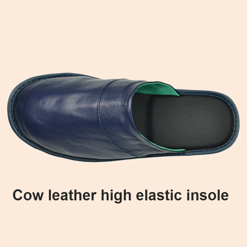 Soft Sheepskin cow Leather Slippers Homes in indoor slipper Spring Autumn men women elderly non-slip casual single shoes summer