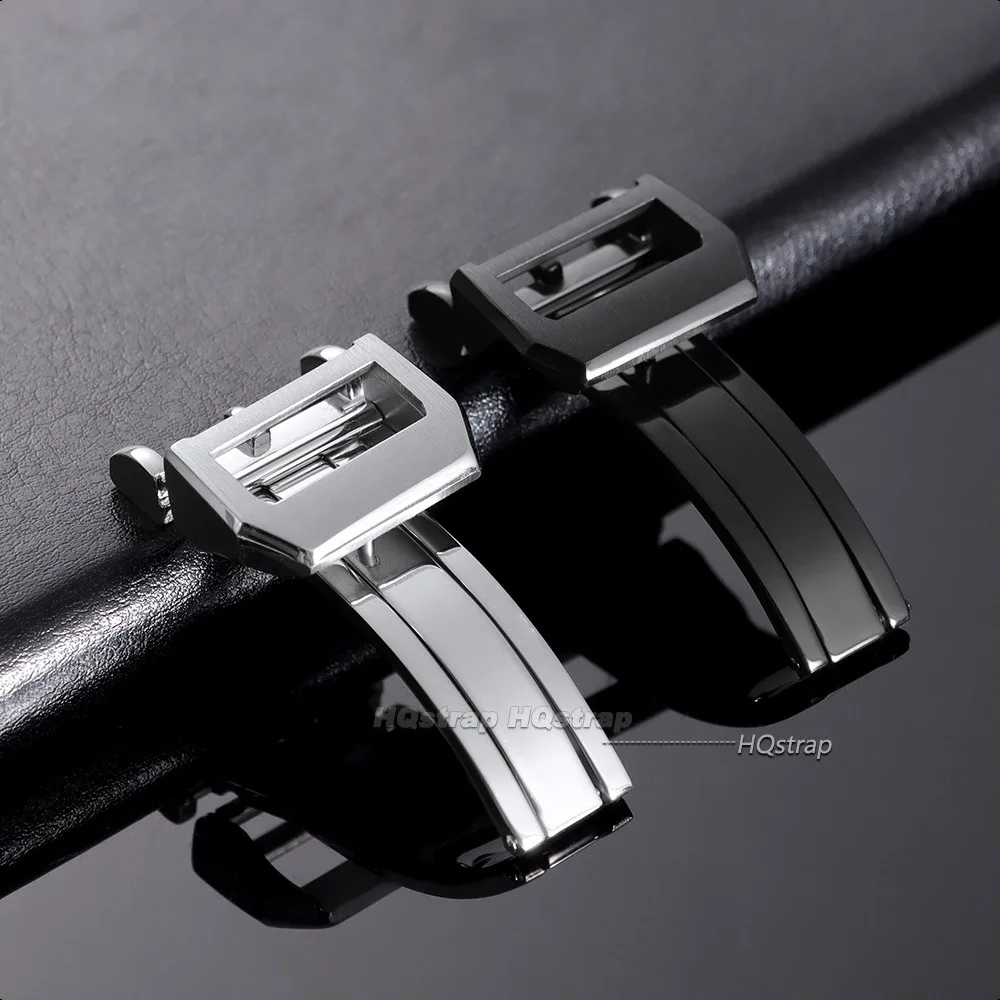 For IWC 18mm Pilot Stainless Steel Deployment Buckle Silver Black Rose Gold Buckle for Rubber Leather Watchband Folding Clasp
