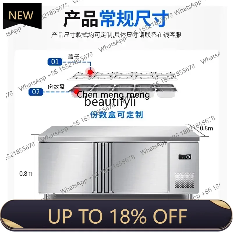 

Z189 Salad Taiwanese traders use fruit fishing and preservation workbench, milk tea table refrigerated display freezer