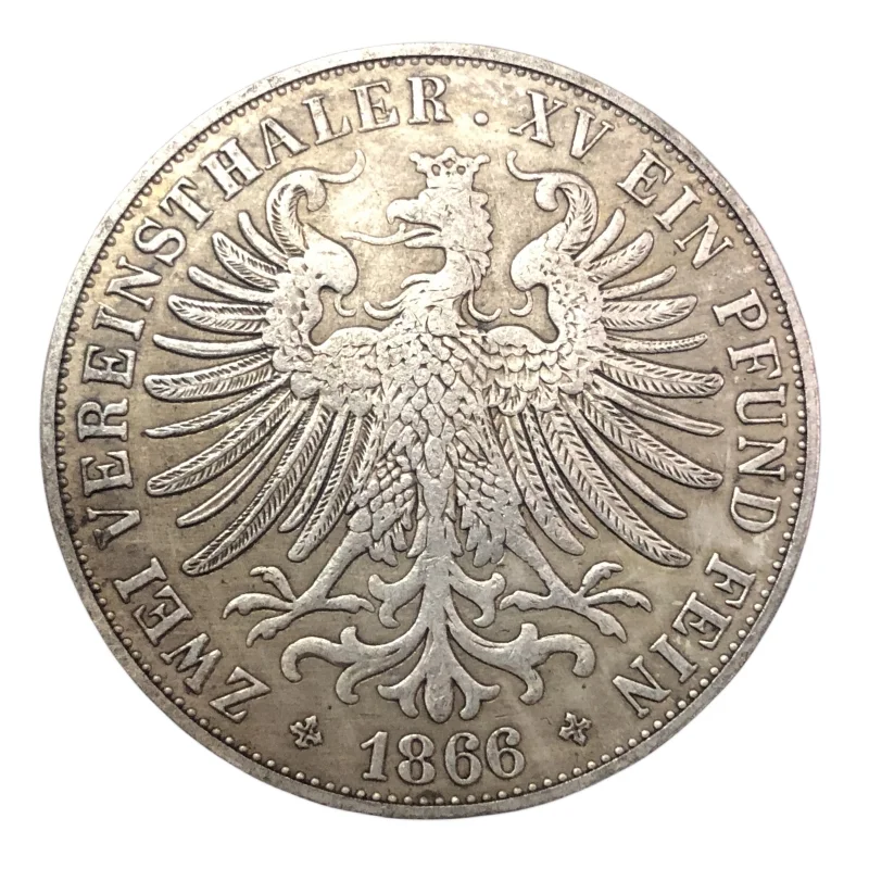 1866 Free imperial city of Frankfurt 2 Vereinsthaler German Silver Plated Coin Copy