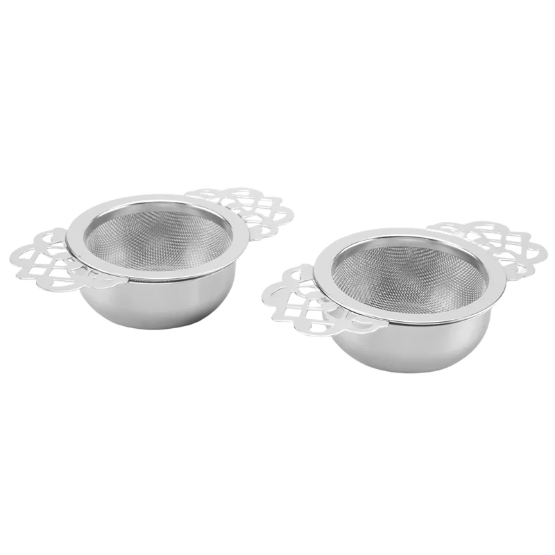 2 szt. Filtr do herbaty, sitko do herbaty ze stali nierdzewnej z miską, bardzo drobne sitko do herbaty z podwójnymi skrzydłami Handlesab13