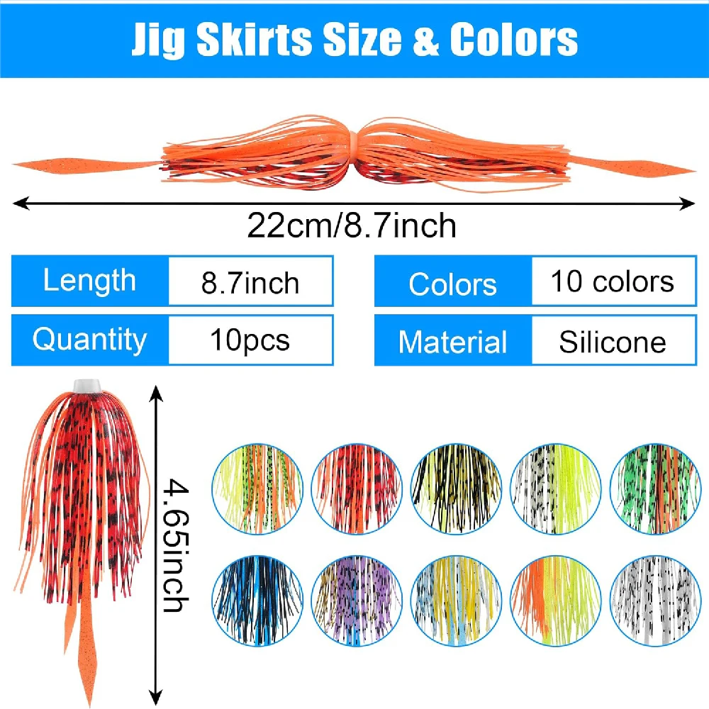 16 Stück Skirts Jig Angelköder Ersatz-Spinnerbait Buzzbaits für Bass, Forelle, Hecht, Zander, Jigging-Köderherstellung, Angelzubehör – Detail 1