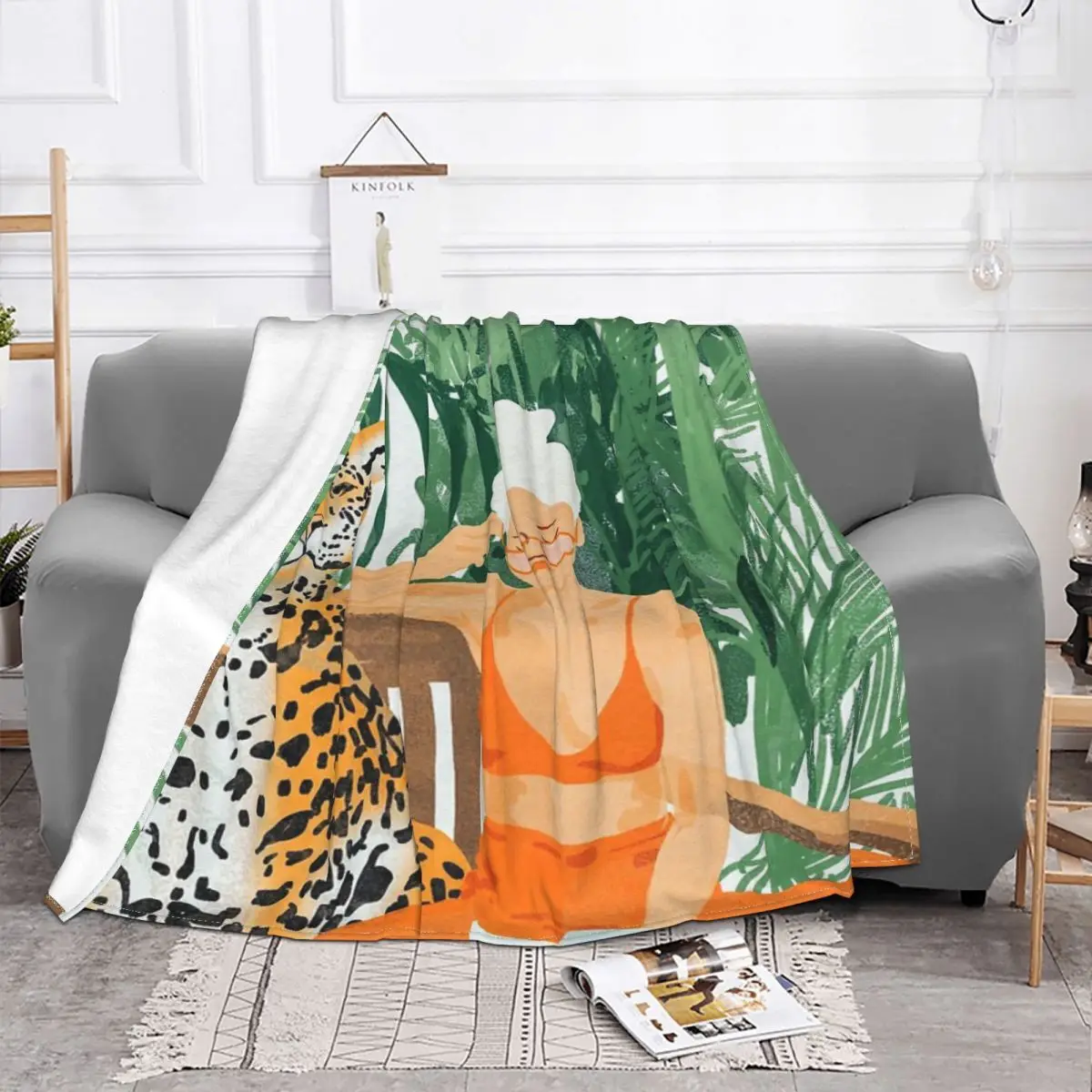 Jungle Vacay Modern Bohemian Blonde Woman Home Knee Blanket Blankets & Throws Winter Warm Blanket Throw Blanket