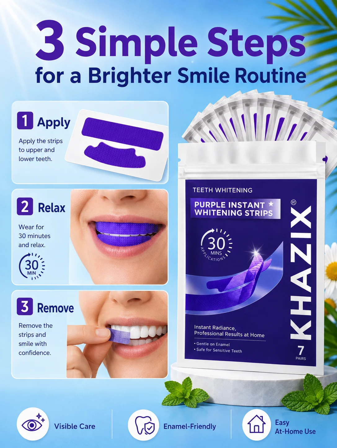 7 pairs Dental Care Strips Oral Hygiene Teeth Patch Fresh Breath Mouth Cleaning Strips for Daily Use view 4