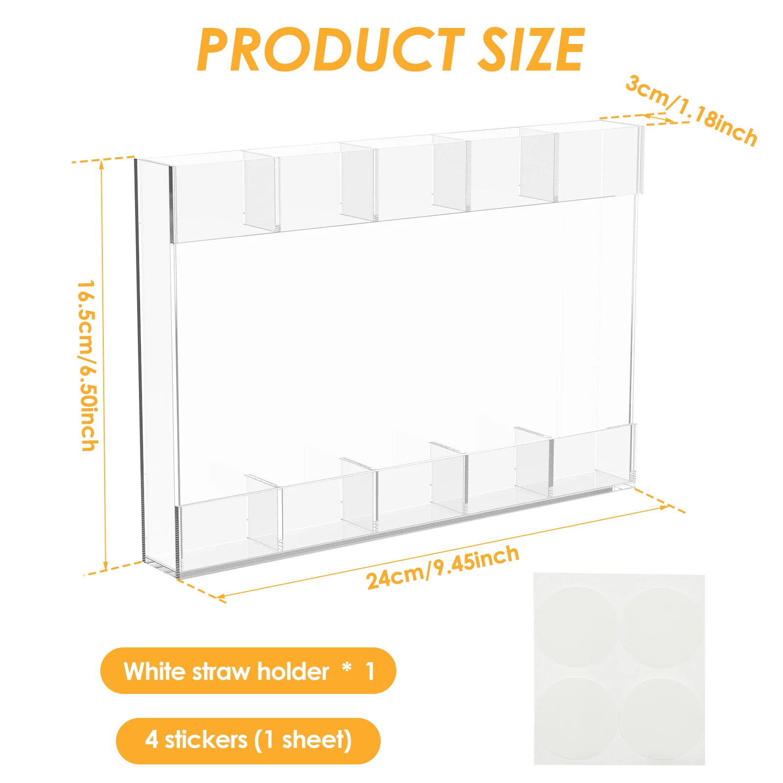 Acrylic Straw Holder With Sticker Reusable Straw Organizer Storage Rack for Drinking Straws Cabinet Door Mounted