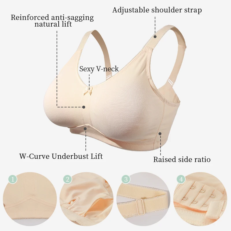 LERVANLA 2302 Bra Seamless Sexy Bras for Fat Woman Mastectomy Bra Cotton Bralette Full Coverage Cup D E F G for Plus Size