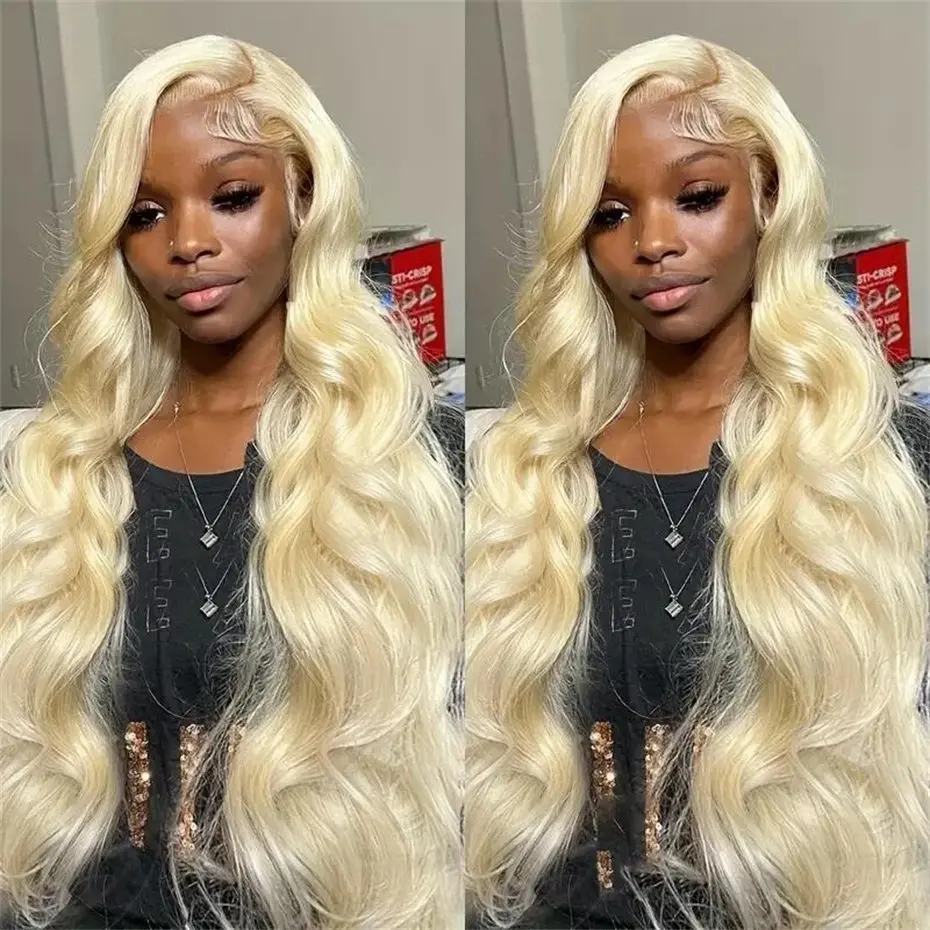 13x4 Human Hair Blonde 613 HD Lace Wig  13X6 Front Blonde Wavy Body Glueless Water Wave 180 Density 22 Inch Wig