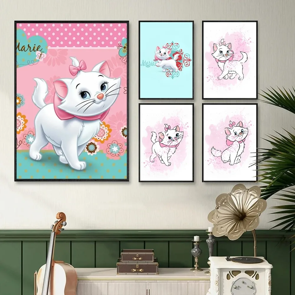 1PC Disney Marie Cat Poster Stickers Art Wall Murals Decor Game Room Decor Gifts Kawaii HD Painting Cat Cars