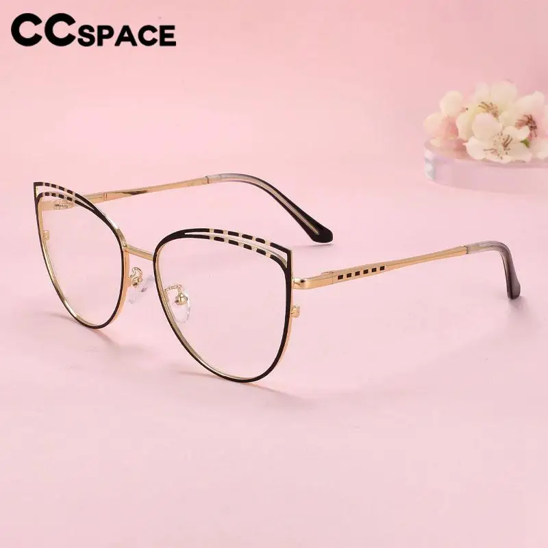 56662 Women Fashion Large Size Metal Optical Spectacle Frame Cat Eye Anti Blue Computer Glasses Eyebrow Glasses Frame