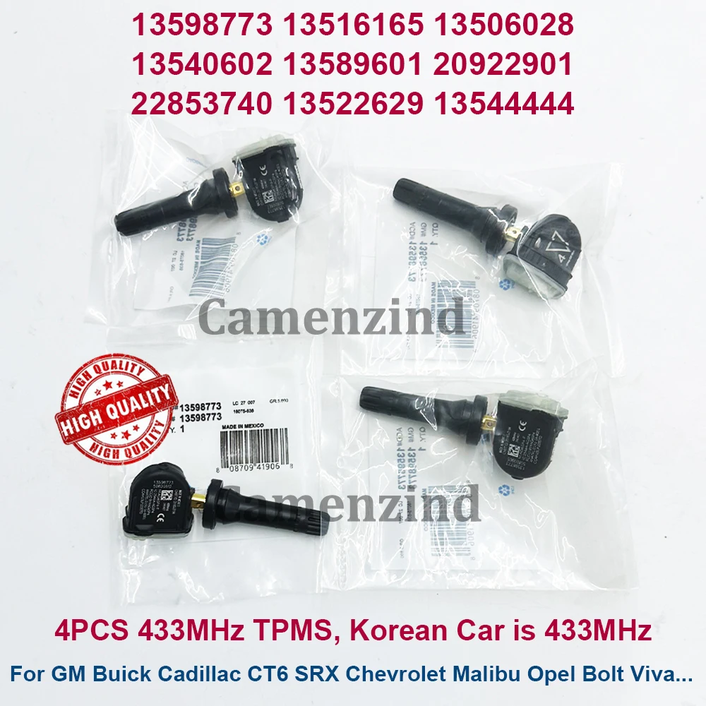 4 قطعة 433 ميجا هرتز TPMS الإطارات الاستشعار 13598773 لكاديلاك CT6 SRX شيفروليه ماليبو أوبل بولت فيفا 13516165 13540602 13506028 13589601