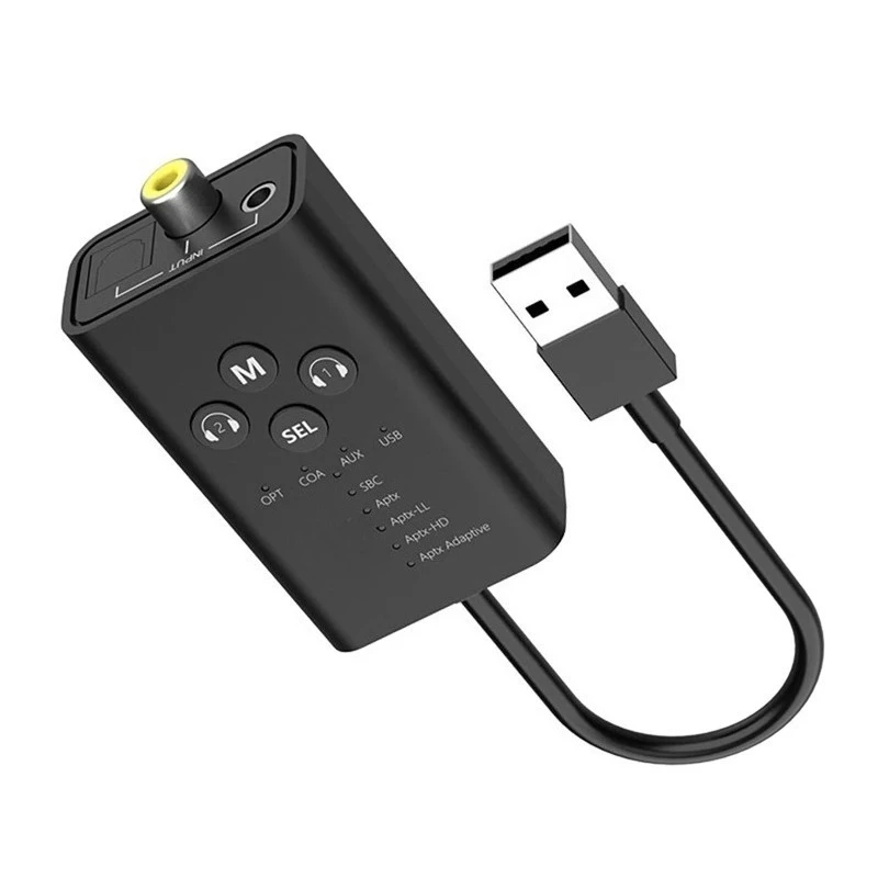 24Bit Bluetooth 5.2 Wireless Audio Transmitter Multi Interface Adapter USB 3.5mm AUX Optical Coaxial