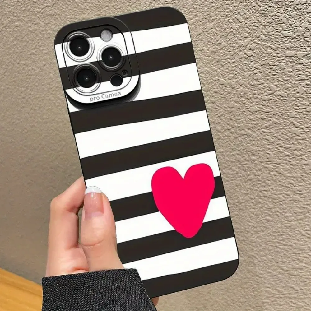 Zebra-Streifen Herz-Silikon-Handyhülle für iPhone 17 16 15 14 13 12 11 Pro Max Plus 7 8 XS XR 16e Stoßfeste Weiche TPU-Hülle – Detail 6