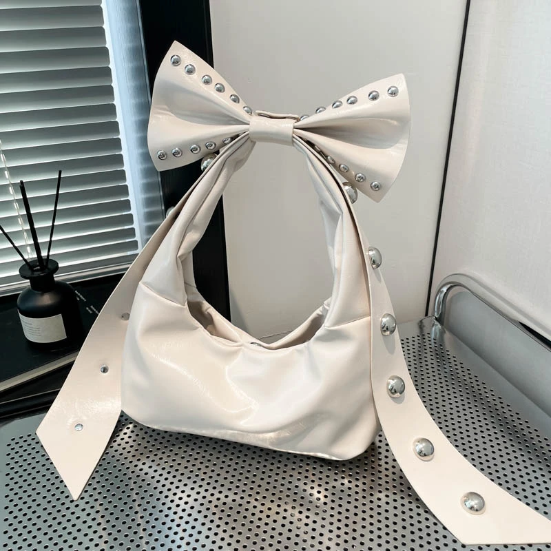 بو ريترو برشام القوس 2025 الساخن بيع تحت الإبط حقيبة يد بلون مشبك الاسلوب المناسب العصرية تنوعا حقيبة كتف نسائية