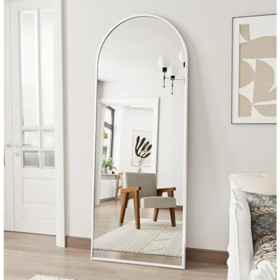 

Floor Full Length Mirror, 56"x20" Arched Full Body Mirror, Hanging or Leaning, Standing, Wall Mounted with Aluminum Frame for B