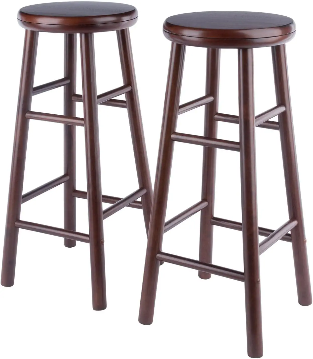 Shelby-Swivel Bar Stools, madeira maciça, noz, 30 polegadas, 2 peças