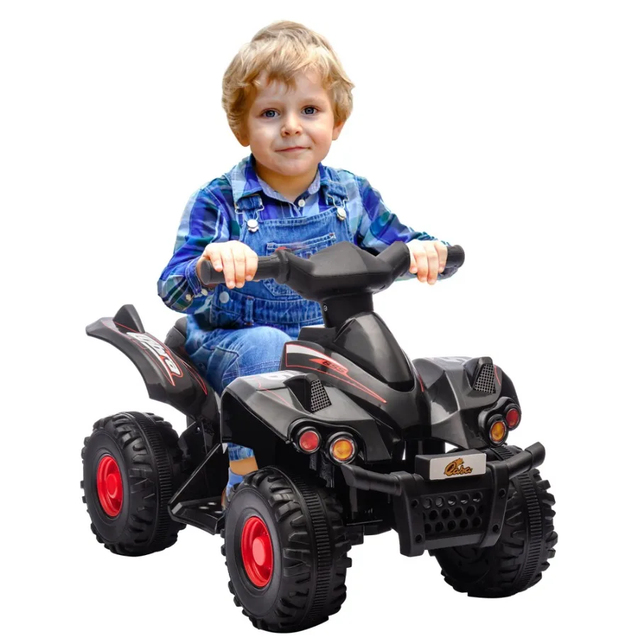 

Qaba ATV 6V 4 Wheeler Quad Car Battery Powered Electric Ride on Toy with Music for Boys Girls Ages 26 Years Black