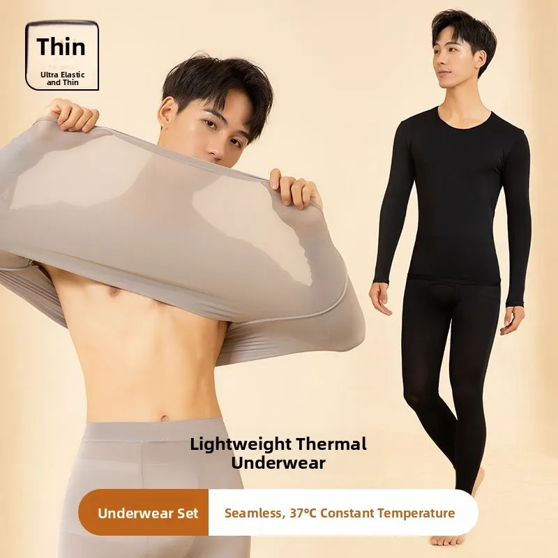 

Ultra-Thin Men's Thermal Underwear Set Long Sleeve Long Pants Anti-Static Super Light Warm Skin-Friendly Base Layer Shirt