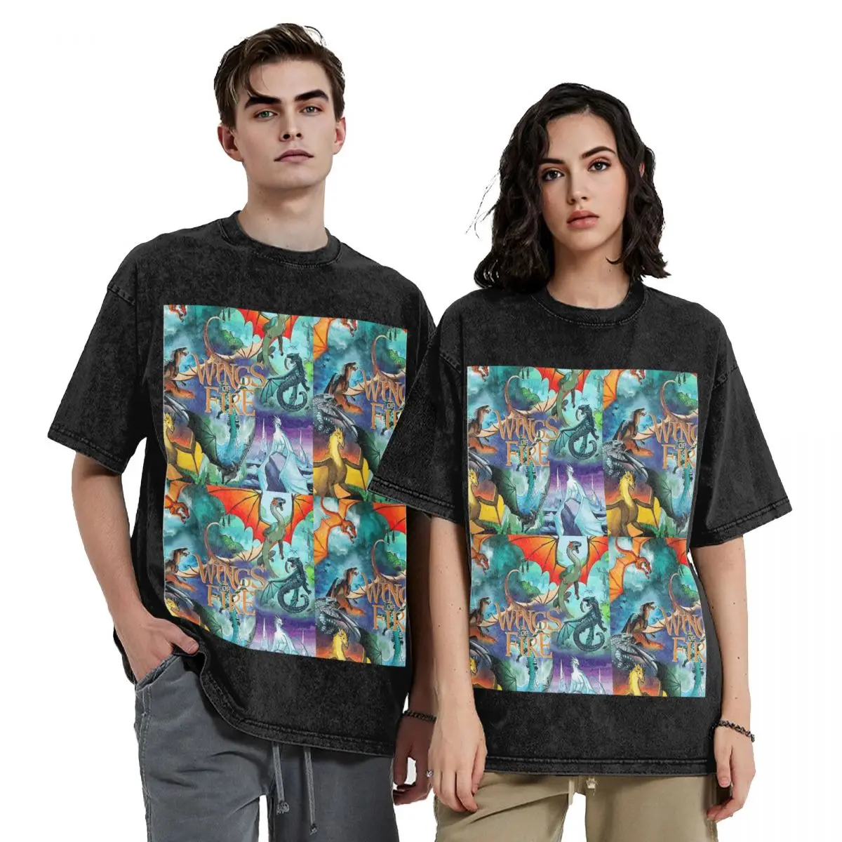

Футболки с короткими рукавами в стиле хип-хоп Wings Of Fire All Dragon Series, потертые топы, футболки, уличная футболка с принтом для мужчин и женщин