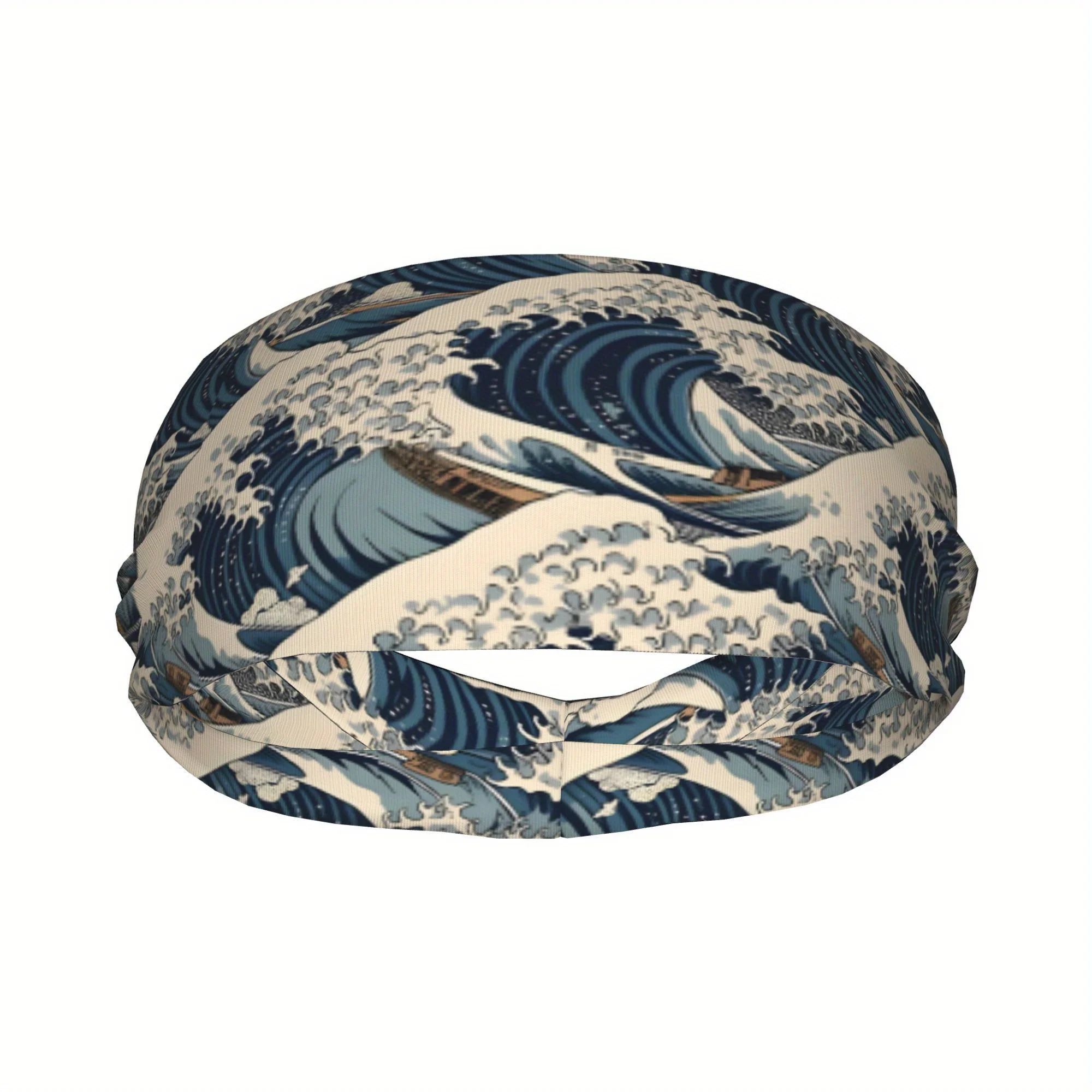 The Great Wave off Print Headband Sweat Absorbent Sports Hairband for Yoga Running Daily Wear Elastic Non-slip Art Unisex