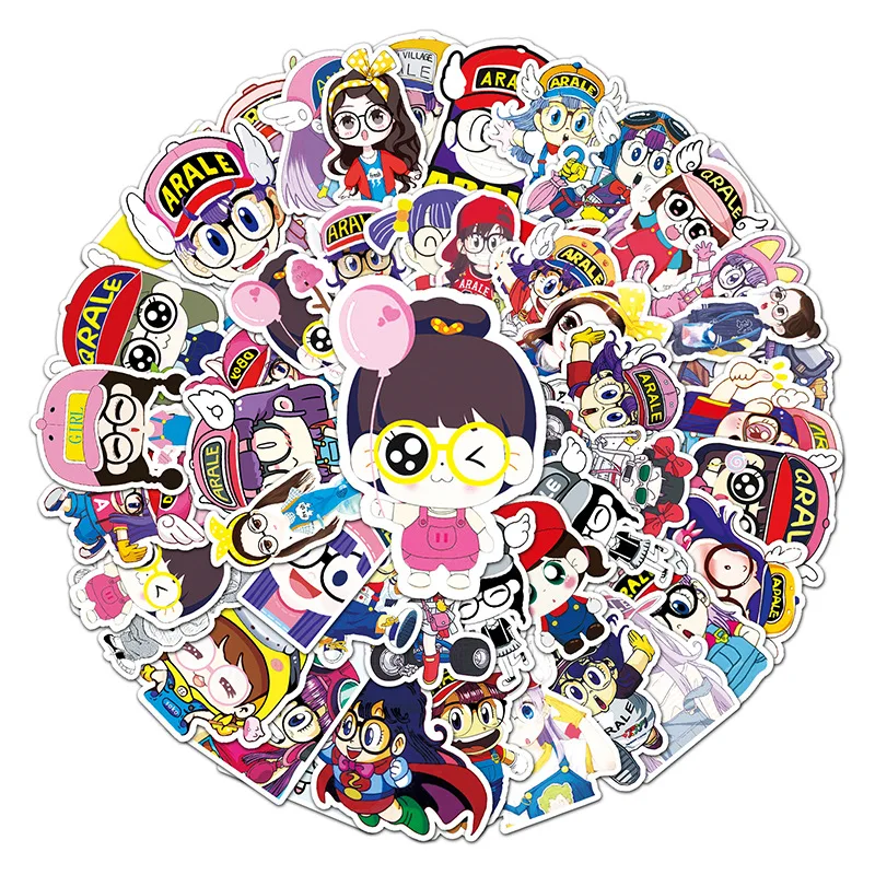 50 Stück Anime Cartoon Arale Japanischer Comic Graffiti Koffer Trolley Case Notebook Wasserdichter Autoaufkleber