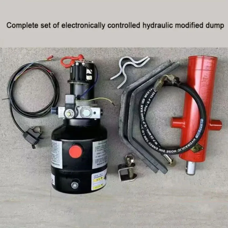 Hydraulic Self‑Unloading Lift Kit, Electric Control Dump Hardware 12V/24V/48V/60V, Modification Parts for Electric Tricycle