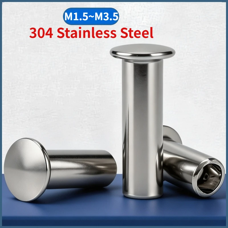 M1.5 M1.7 M2 M2.5 M3 M3.5 GB873 304 Stainless Steel Round Flat Truss Head Half Semi Hollow Shank Rivet Semi-Tubular Rivets