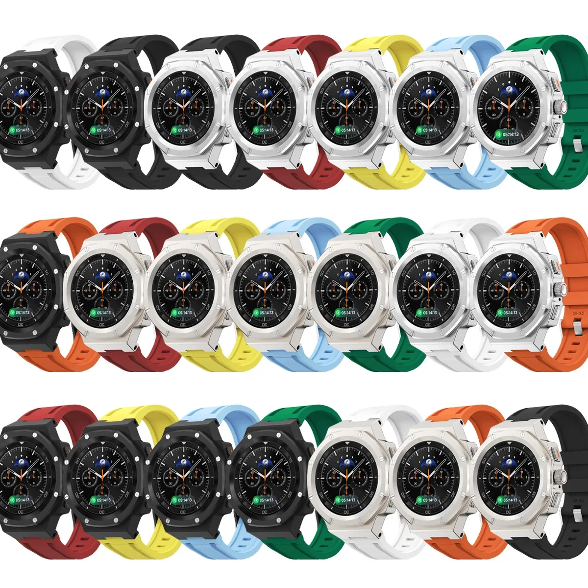 Modification Kit For Samsung Watch 8 40mm 44mm 8Classic 46mm Luxury Metal Case Rubber Band For Watch 8 Refit Kit Accessories