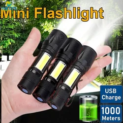 Được Xây Dựng Trong Pin XP-G Q5 Zoom Focus Đèn Pin Led Mini Đèn Pin Đèn Đèn Lồng 2000Lumen Có Thể Điều Chỉnh Đèn Điện Chống Nước T6 Led ánh Sáng