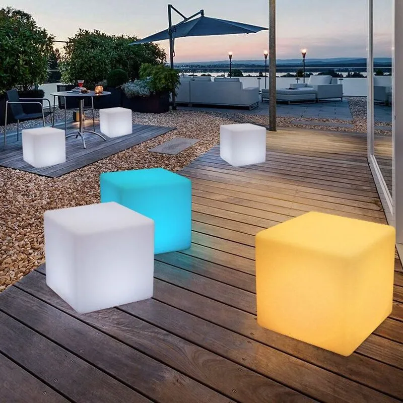 Outdoor Party Activity Decoration LED Luminous Cube Stool Rechargeable Waterproof Chair For DJ Bar Wedding Birthday Christmas