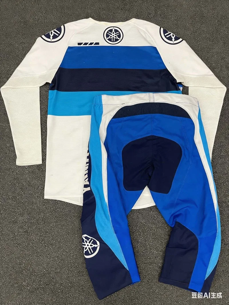 Summer 2026 Yamaha Fashion Trend Blue and White Long Sleeved Pants Set for Men Women Sun Protection Motocross Riding Sportswear