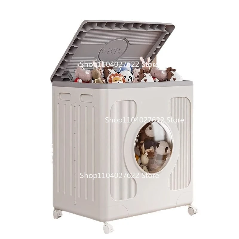 

For Foldable Large-capacity Home Living Room Installation-free Storage with Roller Skating Plastic Toy Storage Box