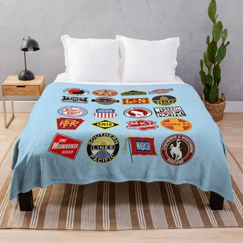 

Vintage Railroad logos Throw Blanket Beach Blankets For Sofas Plaid on the sofa Soft Beds Blankets