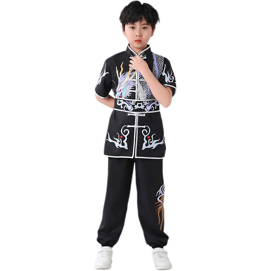 

Chinese Children Tai Chi Wushu Clothing Martial Arts Suit Kung Fu Uniform Wing Chun Shaolin Dragon Print Vintage Kungfu Set