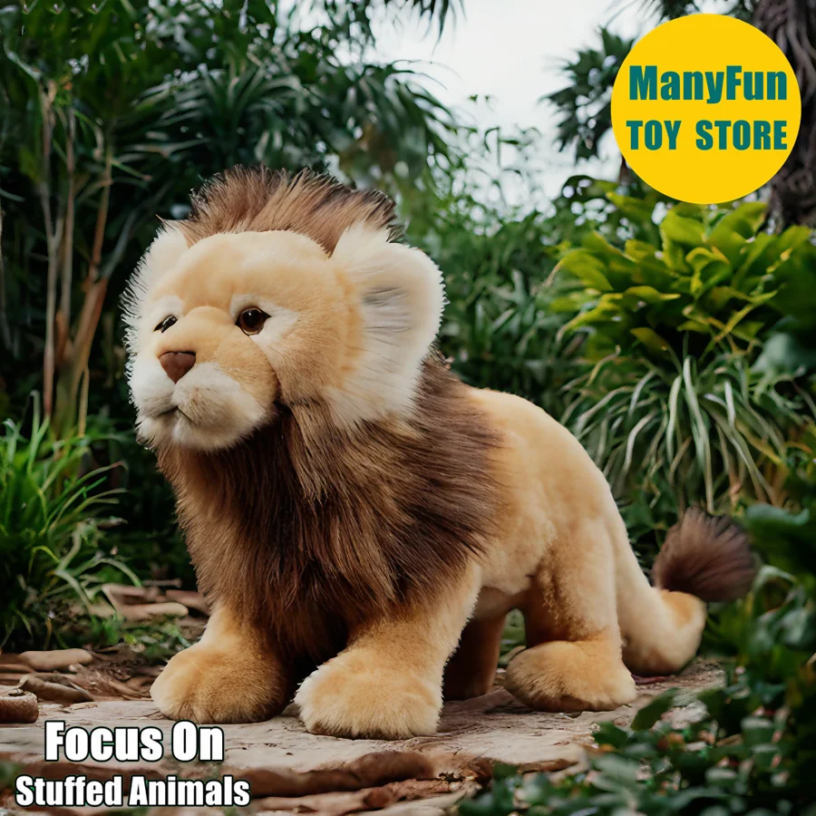 

Realistic Barbary Lion Plush Toy -Lifelike Wild Safari Stuffed Animal, African Lion Plushie, Lion Gift For Animal Collectors