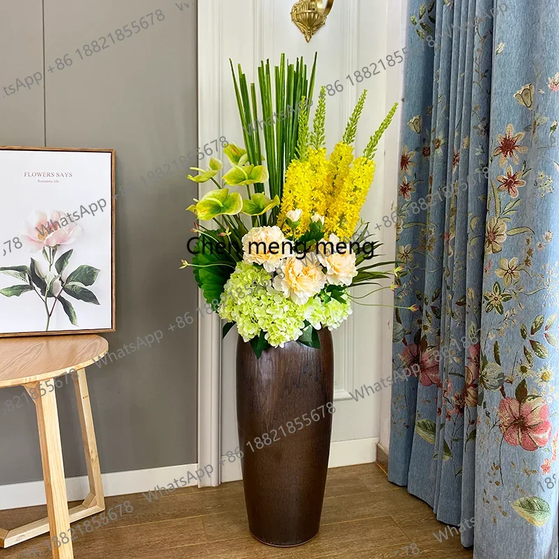 h178Light luxury ceramic large vase ornament living room flower arrangement floor new Chinese style modern simplicity