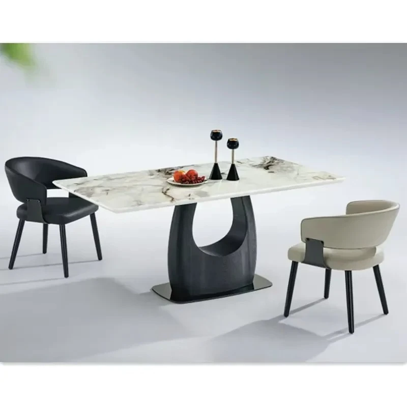 #Modern Apartment Size Furniture Miniature Rectangle Dining Room Marble Dining Tables Sets Wooden Basr