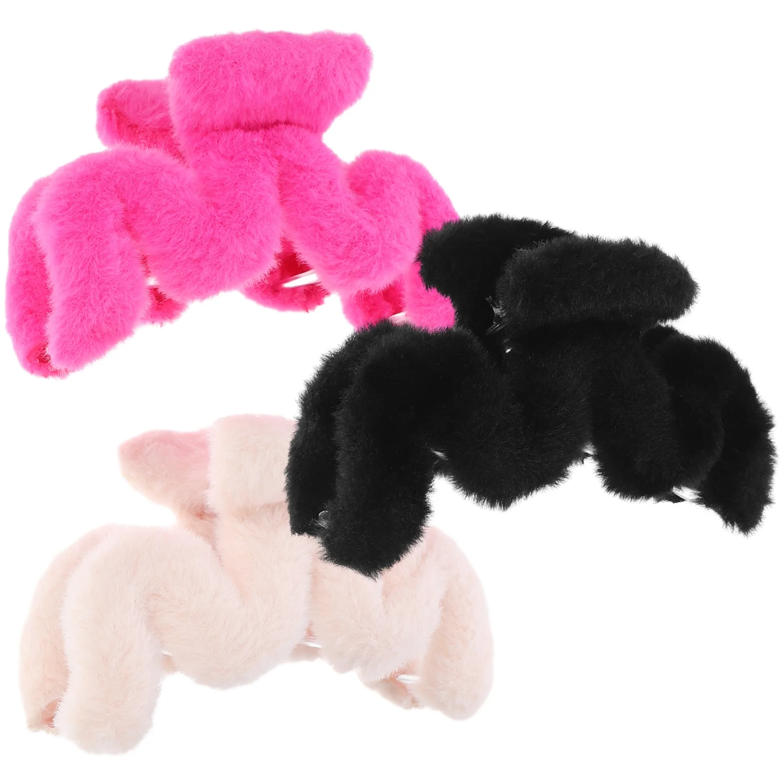 

3pcs Furry Jaw Clips Women Claw Hair Clips Plush Hair Claw Clips Women Headdress