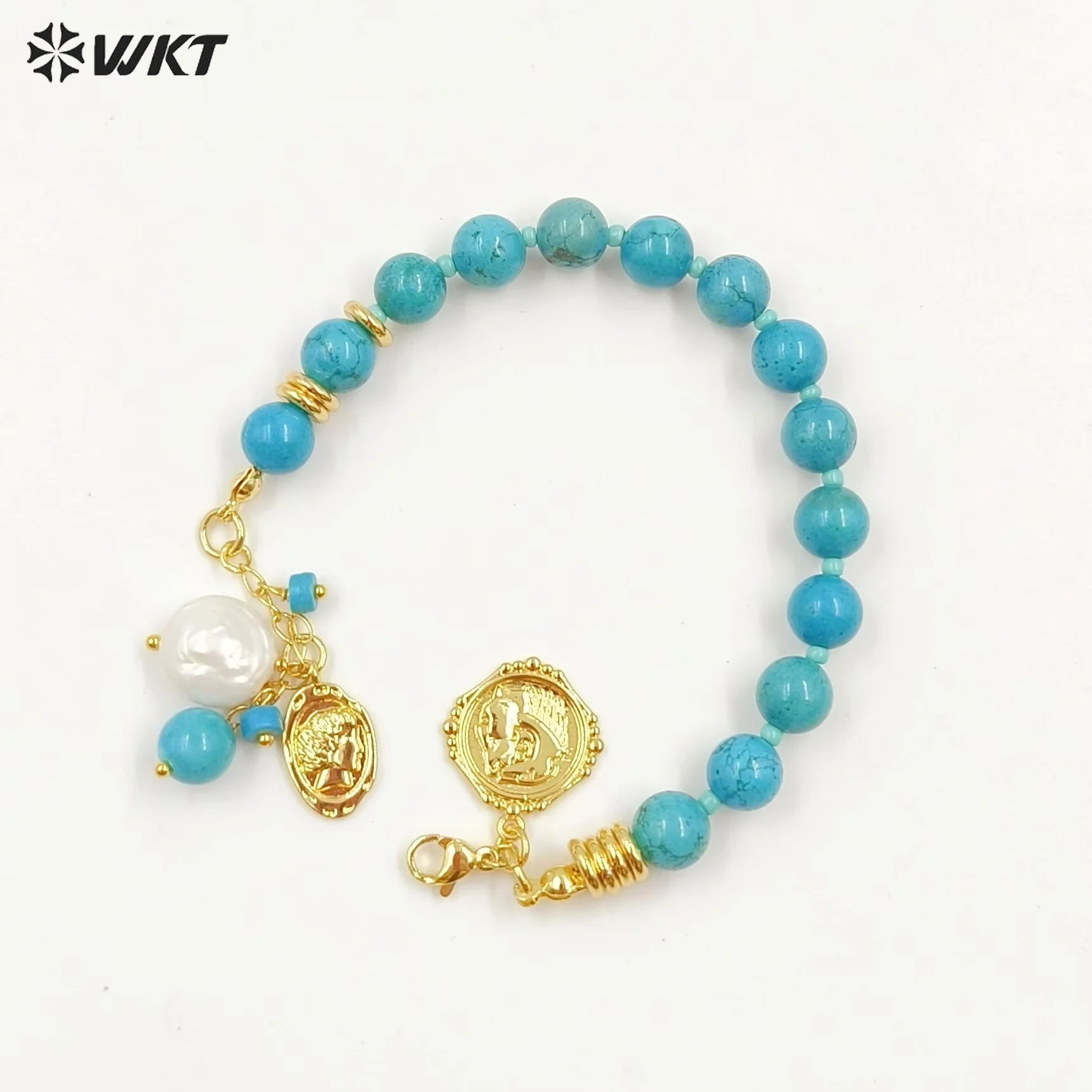 WT-B691 Wholesale Customize Religious 18K Gold Plated Round Buddha Beads Natural Gemstone Unisexual Bracelet As Daily Decoration