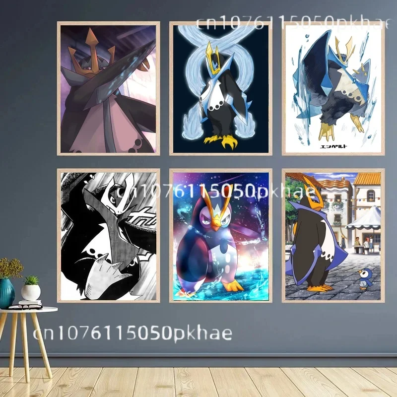 

Japanese Surrounding Anime Pokemon Poster Empoleon Canvas Painting Print Wall Art Children Gift Pingoléon Impoleon 엠페르트