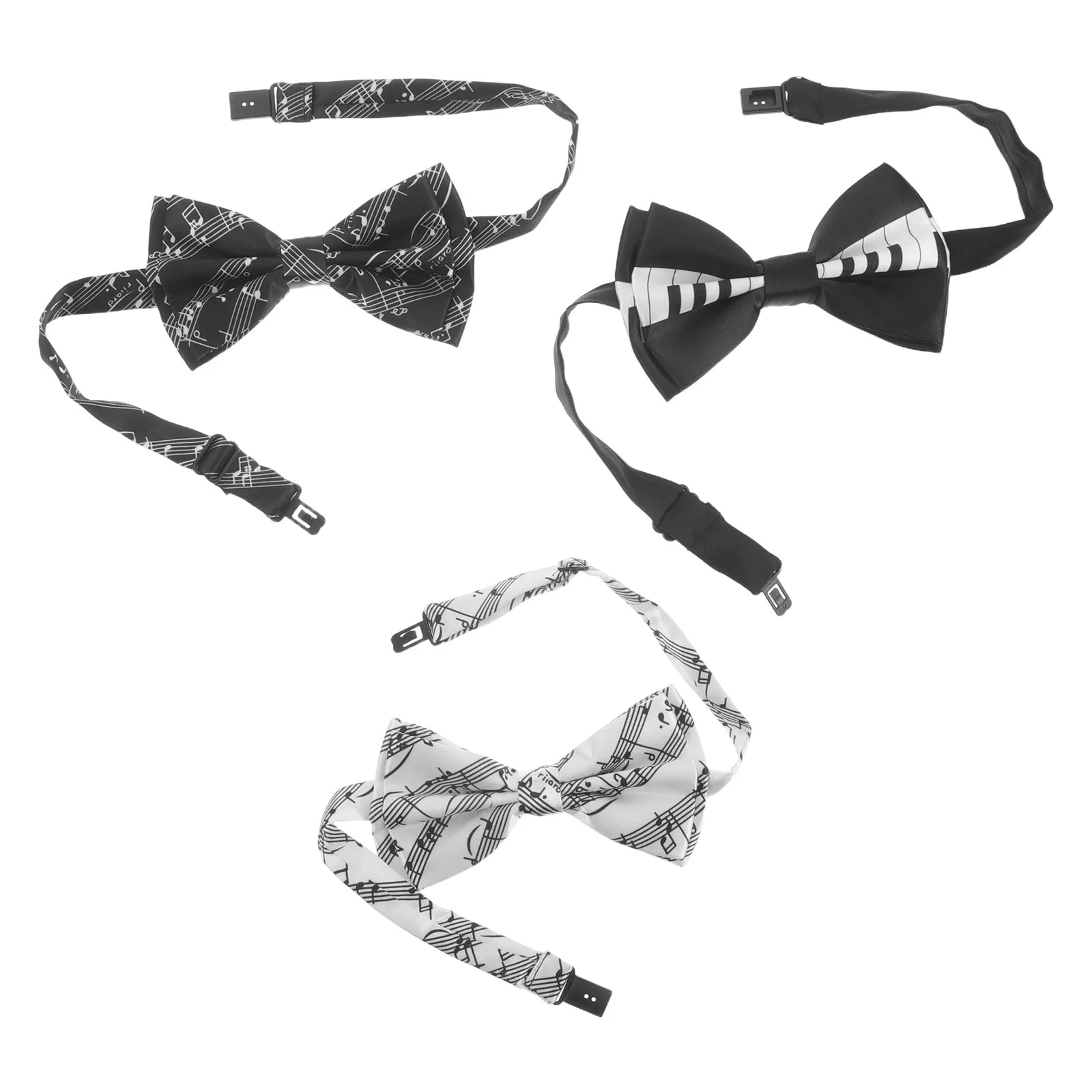 

3Pcs Music Bow Tie Pre-Tied Piano Performer Bow Tie Party Wedding Clip Note Accessory Cute Tuxedo Bowtie