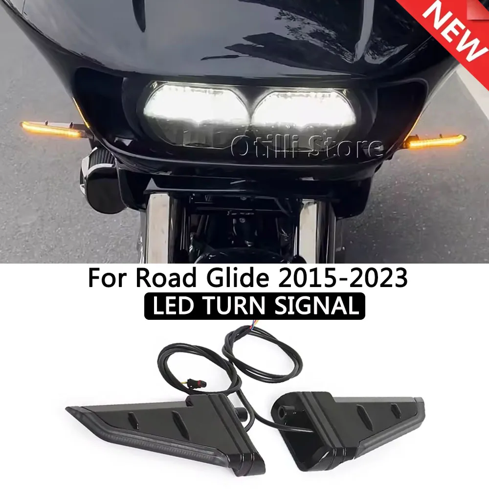 

For CVO Road Glide Ultra FLTRUSE Custom FLTRXSE 2015-2023 Motorcycle Side LED Turn Signal Flowing Lights Double flashing Lamps