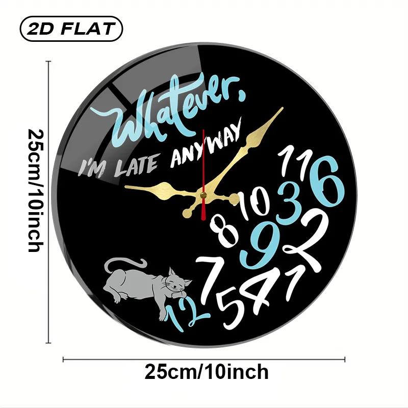 Spontaneous Procrastination Round Silent Acrylic Wall Clock,Non-Ticking,for Home Decor,Office,Classroom,Living Room,Bedroom,Gift