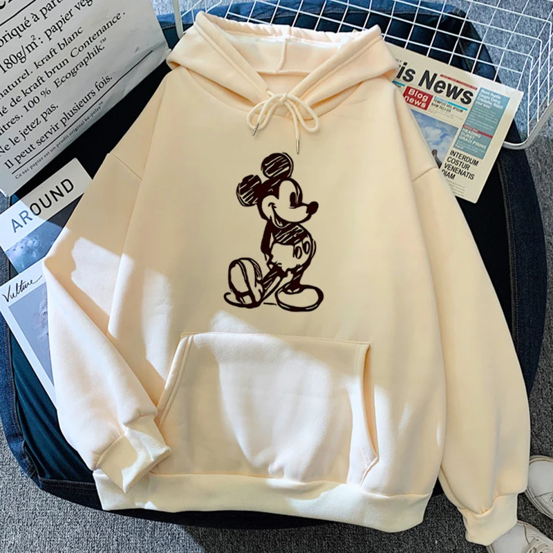 Sudadera Kawaii de Mickey y Minnie Mouse para mujer, ropa con capucha, Top Harajuku, sudaderas con capucha, ropa de Hip Hop de gran tamaño